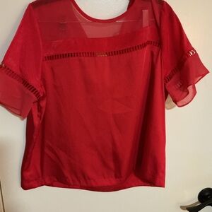 DKNYC Red Sheer Blouse